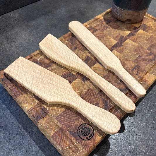 Spatules en bois de hêtre - lot de 3