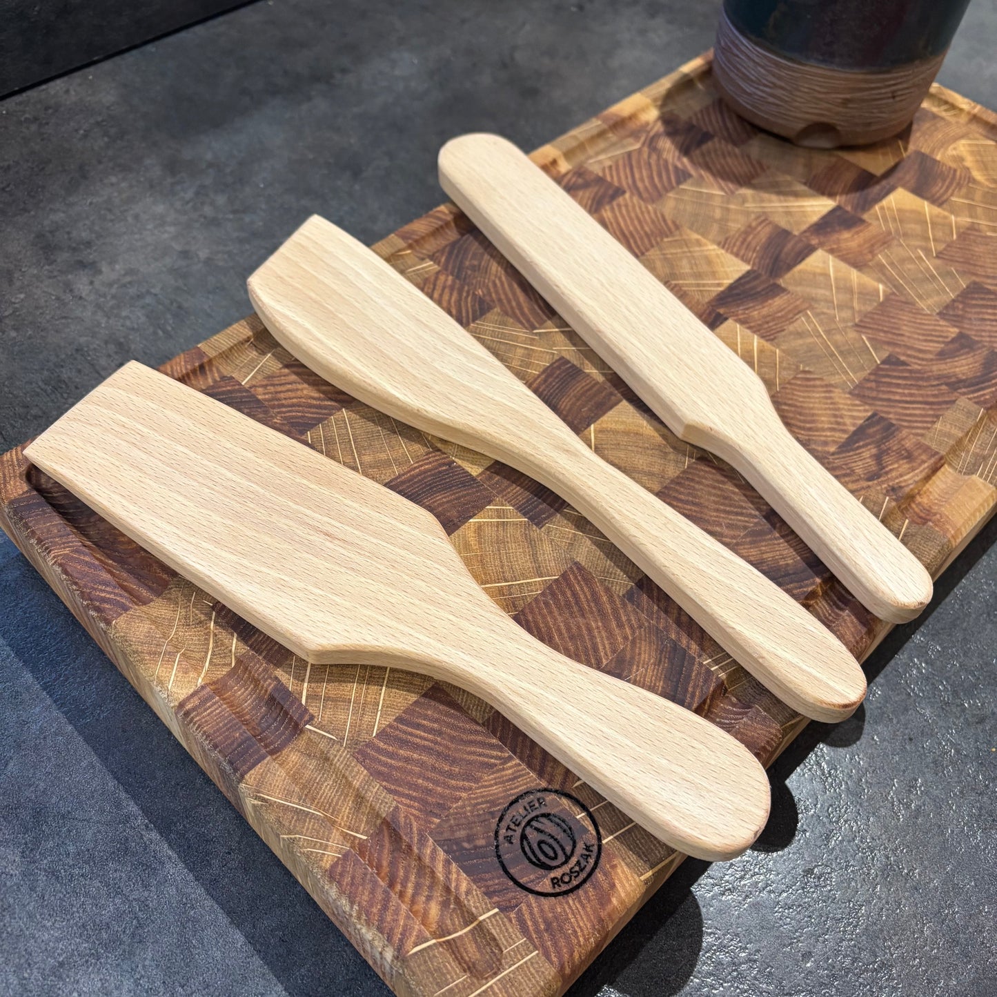 Spatules en bois de hêtre - lot de 3